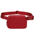 Waterproof red nylon waist bag with adjustable strap and metal zipper for sports - Red