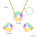 18k gold plated stainless steel colorful enamel flower necklace and earrings set - Gold Rainbow Flower Style (SE26370MG)