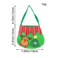 Green non-woven Christmas gift bag with reindeer applique and striped trim for parties - Elk