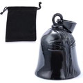 Polished black stainless steel motorcycle guardian bell with cross and velvet bag - Black Set Style 3 (With Bag)