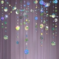 Sparkling laser holographic star and circle garland for birthday party hanging decoration - 4 Meters / Round Star Garland Iridescent