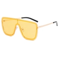 Oversized shield sunglasses with transparent yellow lenses and gold metal frames - Gold Frame Yellow Lenses