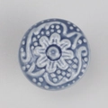 Blue and white floral ceramic cabinet knob with relief pattern for drawers - Flat Pad / Gray