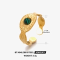 Verstellbarer, 18K vergoldeter Edelstahlring mit grünem Malachit-Steinbesatz - Malachit Ring