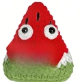 Handmade crochet positive watermelon doll with inspirational sign on white background - Watermelon Baby