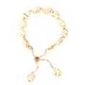 Adjustable crystal beaded bracelet with white marble stones and gold metal spacers - Alabaster(K-625)