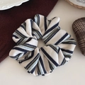 Chic blue and white striped knit oversized scrunchie hair tie for autumn and winter style - Off-white Knit Scrunchie
