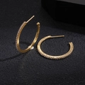 Detail of gold geometric hoop earrings with sparkling micro-inlaid rhinestones - Hoop Earrings-Gold-3cm