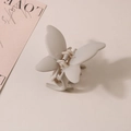 Matte beige butterfly claw clip with minimalist design and frosted resin finish - Individual Packaging / Light Gray