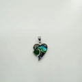 Zilveren hart hanger met iriserende abalone schelp en groene edelsteen details - Hart - Zilver (Abalone Schelp)