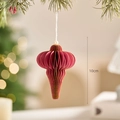 Red honeycomb paper Christmas ornament with gold glitter and pearl detail, 10cm height - Rose Red Christmas Paper Ornament Style A