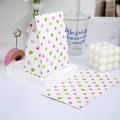 Mini gift bag with pink and green watercolor dots on white paper for party favors - Colorful Polka Dots