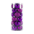 Shatterproof purple Christmas ball ornaments in glossy and matte glitter finishes in a tub - Purple