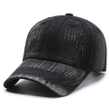 Casquette de baseball vintage en jean noir délavé avec détails usés et déchirures - Réglable / Noir