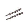 Nahaufnahme von zwei eleganten grauen Metall-Haarspangen mit schimmernden Strasssteinen - Schwarz Paar (E5204)