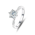 S925 sterling silver moissanite ring with classic six-prong setting and rope twist band - Adjustable Open / Six-Prong Twisted Arm Style (FDJZ-052)