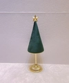 Christmas tree shaped jewelry display stand in dark green velvet with gold star and base - Dark Green
