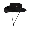 Cappello da sole nero a tesa larga da uomo con sottogola e prese d'aria laterali - 58cm / Nero