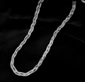 Flat silver multi-strand braided snake chain necklace in high-quality titanium steel - Three Strand Braided Chain / Steel