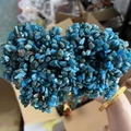 Handcrafted tree ornament made with natural blue crystals and braided copper wire - Apatite