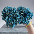 Handcrafted tree ornament made with natural blue crystals and braided copper wire - Apatite
