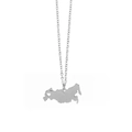 Silver minimalist Russia map necklace with heart cutout detail for women - Hungary - Silver