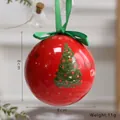 Red 8cm Christmas ball ornament with Merry Christmas text and snowman graphic - Red Base Christmas Tree