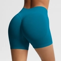 Peacock blue high waisted seamless yoga shorts with scrunch butt lifting detail - Malachite green