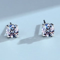 Classic silver four-prong round moissanite stud earrings with brilliant circular cut - 4MM (0.3ct) / White Zircon