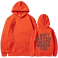 Felpa con cappuccio oversize arancione con citazione Don't Trip sul retro - Taglia S / Arancione