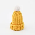 Ginger yellow knitted Christmas hat with white pompom in 9cm x 13cm size variant - Large 1 Pc (9cm*13cm) / Yellow