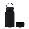 Botella térmica 650ml de acero inoxidable negro mate con tapa de asa y base de silicona - 650ml / Negro