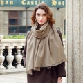 Elegant khaki cashmere-feel oversized shawl scarf with fringe tassels for winter warmth - 180cm / Light Khaki