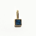 Golden pendant featuring a square deep blue birthstone on a clean white background - Gold - December