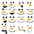 Set of 16 DIY snowman face stickers with orange carrot noses and expressions - JH1001A-16 Snowman Faces (28cmx28cm)
