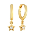 Elegant gold S925 silver star hoop earrings with sparkling zircon stones in minimalist style - 31-Gold Zirconia Star