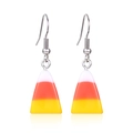 Creative candy corn earrings in white orange and yellow resin with metal hooks - Silver Acrylic Candy Corn