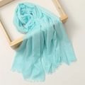 Light blue cotton linen scarf with fringe edges draped over a wooden frame - 180*100cm / Sky Blue (TH39-10)
