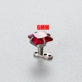Anclaje dérmico de acero con circón rojo cuadrado de 6mm para piercing corporal - 6mm / Rojo (1#Rojo)
