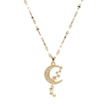 Collana in acciaio inossidabile dorato con pendente a luna e stella in zirconi - Stile Luna Stella Dorata (5470719308507)