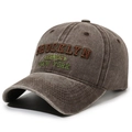 Casquette vintage en coton lavé gris anthracite avec broderie Brooklyn 1973 - Réglable / Café