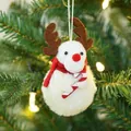 Pendaglio natalizio a forma di renna in peluche con sciarpa rossa e bastoncino - Alce
