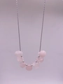 Elegant silver necklace featuring irregular pink crystal beads and fine chain link - Silver - Rose Quartz