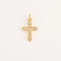 Exquisite gold cross pendant with micro-p鑲嵌ed clear zircon stones for DIY jewelry - Cross
