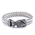 Vintage stainless steel Viking wolf head braided chain bracelet in antique silver finish - As Shown In Style 3 22cm