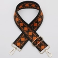 Ethnic style shoulder strap with orange diamond embroidery and gold metal hooks - No. 460 / Silver Hook