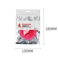 Rose red plush baby powder puff with pink ribbon bow in 185mm x 130mm packaging - Bag Packaging / Rose Red