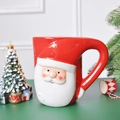 3D Santa Claus ceramic mug with red hat handle and white beard relief for Christmas gift - Santa Hat Mug 800ml