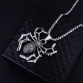 Gothic punk spider pendant necklace in silver stainless steel with pearl box chain - Spider