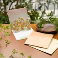 3D pop-up flower bouquet greeting card set with orange envelope and seal sticker - HK8017-Style B
